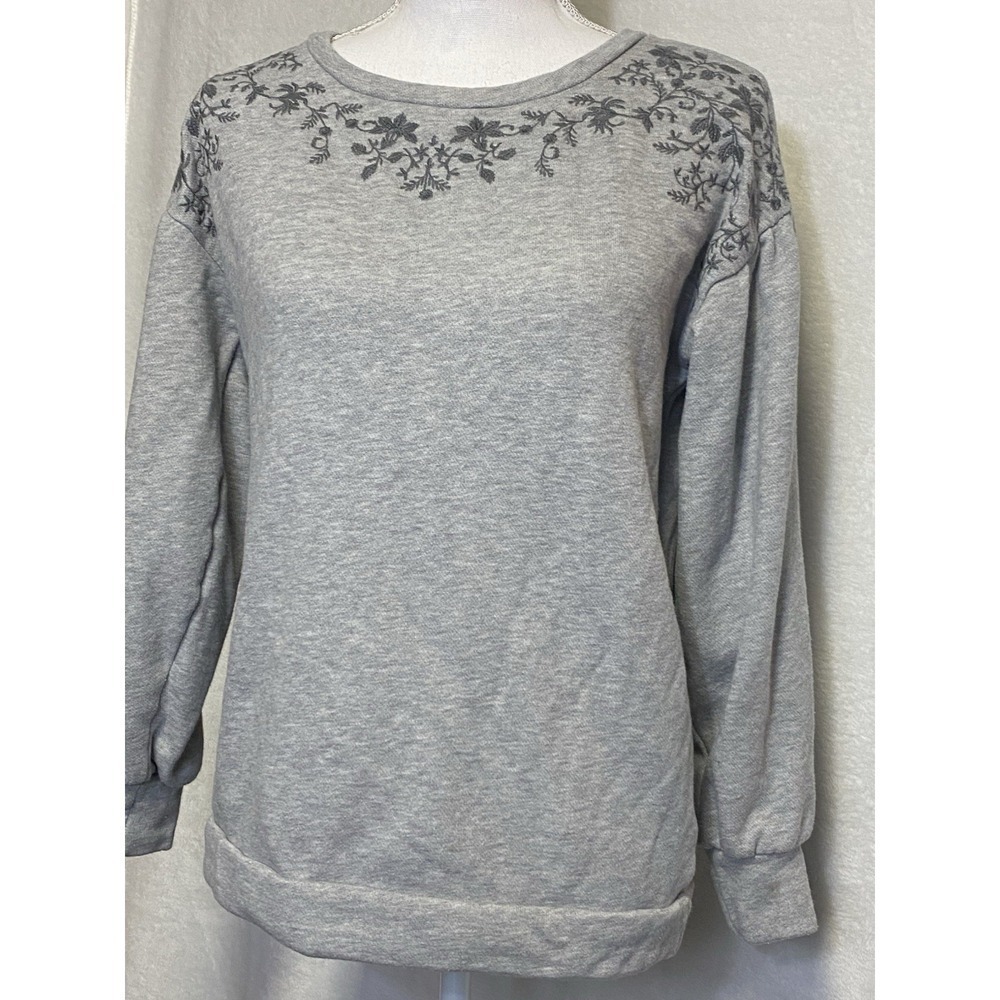 American Eagle Floral Embroidered Round neck Sweatshirt Womens Size Small - Picture 4 of 13